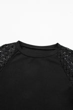 Load image into Gallery viewer, Lace Detail Round Neck Lantern Sleeve Top