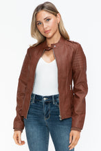 Load image into Gallery viewer, Snobbish PU Leather Biker Jacket with Side Zip Pockets
