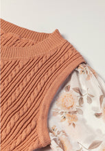 Load image into Gallery viewer, Cable Knit Round Neck Flounce Sleeve Sweater