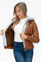 Load image into Gallery viewer, YMI Faux Layered Double-Zipper Jacket with Fuzzy Hood