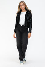 Load image into Gallery viewer, Snobbish Faux Leather Zip Up Drawstring Hooded Jacket