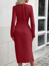 Load image into Gallery viewer, Tied Button Up Collared Neck Roll-Tab Sleeve Dress
