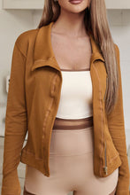 Load image into Gallery viewer, Asymmetric Collared Neck Ribbed Detail Jacket
