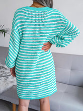 Load image into Gallery viewer, Striped V-Neck Long Sleeve Mini Sweater Dress
