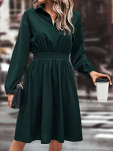 Load image into Gallery viewer, Smocked Johnny Collar Long Sleeve Dress
