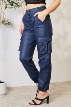 Load image into Gallery viewer, Kancan High Waist Faux Leather Cargo Joggers
