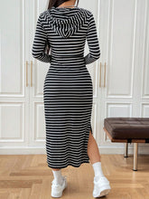 Load image into Gallery viewer, Drawstring Striped Long Sleeve Hooded Dress
