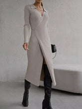 Load image into Gallery viewer, Tied Collared Neck Long Sleeve Sweater Dress
