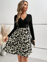 Load image into Gallery viewer, Printed Surplice Long Sleeve Dress
