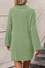 Load image into Gallery viewer, Collared Neck Long Sleeve Sweater Dress with Pockets
