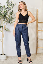 Load image into Gallery viewer, Kancan High Waist Faux Leather Cargo Joggers
