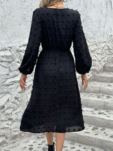 Load image into Gallery viewer, Full Size Swiss Dot V-Neck Long Sleeve Midi Dress
