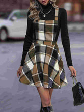 Load image into Gallery viewer, Crisscross Plaid Wide Strap Overall Dress
