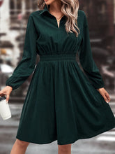 Load image into Gallery viewer, Smocked Johnny Collar Long Sleeve Dress
