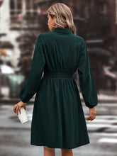 Load image into Gallery viewer, Smocked Johnny Collar Long Sleeve Dress
