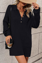 Load image into Gallery viewer, Collared Neck Long Sleeve Sweater Dress with Pockets
