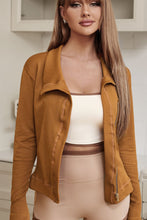 Load image into Gallery viewer, Asymmetric Collared Neck Ribbed Detail Jacket
