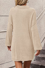 Load image into Gallery viewer, Collared Neck Long Sleeve Sweater Dress with Pockets
