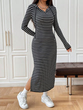 Load image into Gallery viewer, Drawstring Striped Long Sleeve Hooded Dress
