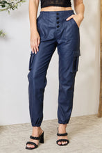 Load image into Gallery viewer, Kancan High Waist Faux Leather Cargo Joggers
