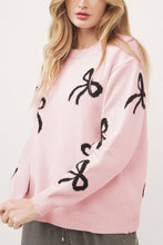 Load image into Gallery viewer, Bow Pattern Round Neck Loose Fit Sweater
