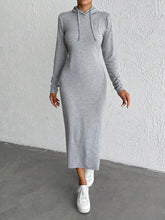 Load image into Gallery viewer, Drawstring Long Sleeve Hooded Midi Dress
