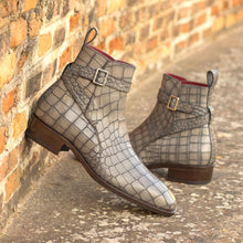Load image into Gallery viewer, Men&#39;s Grey Painted Croco Boots - Frantz Benjamin
