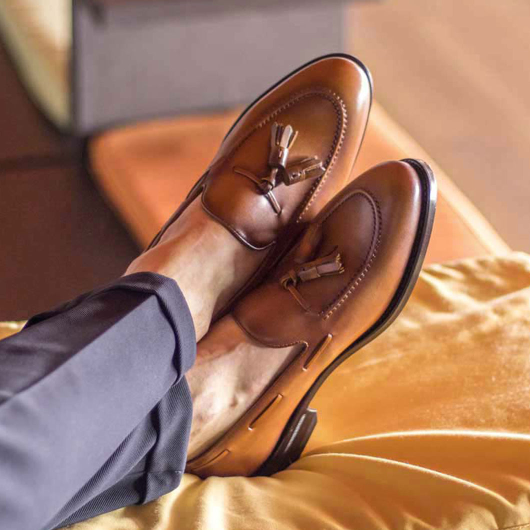 Cognac Tassel Loafers - Frantz Benjamin