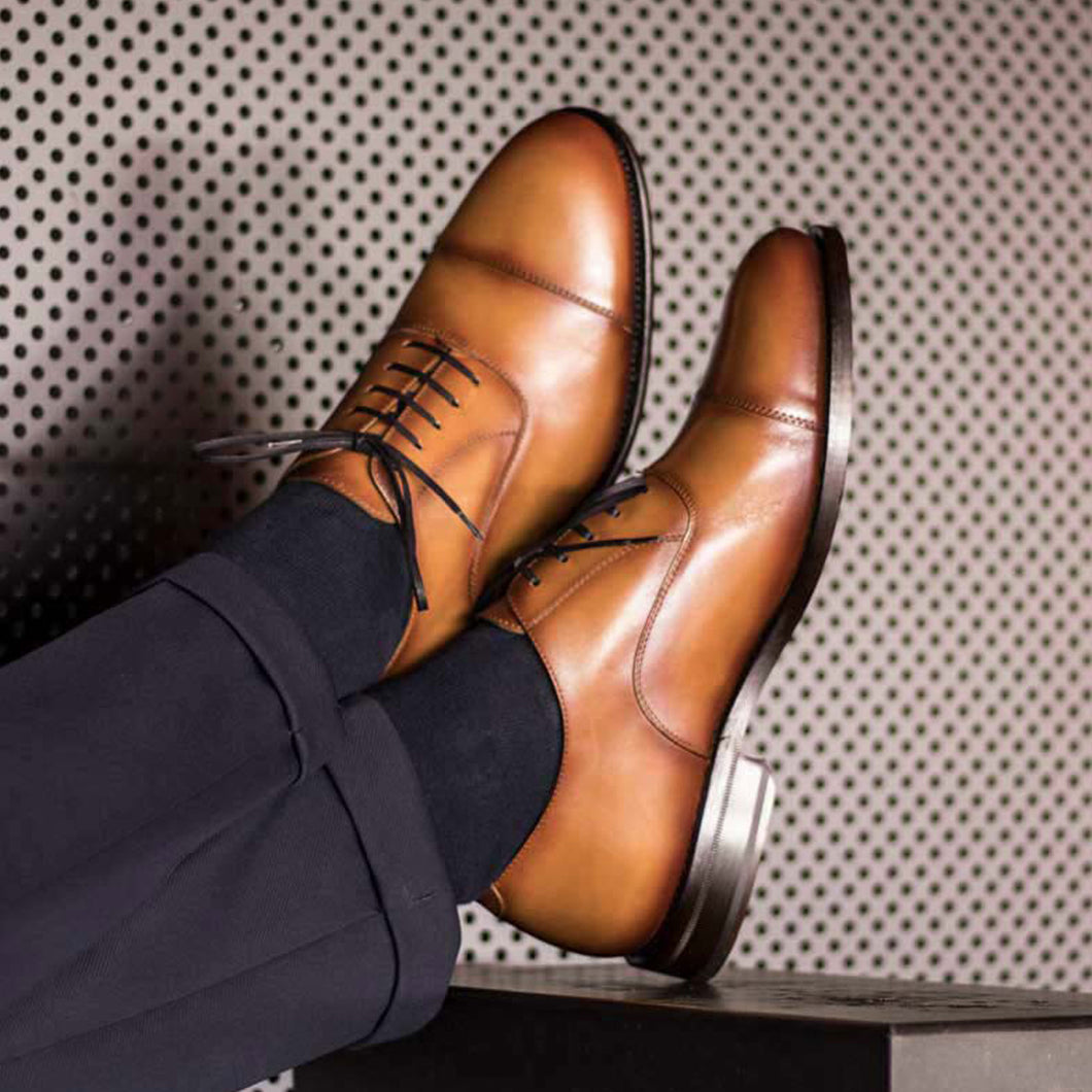 Men's Cognac Good Year Welt Oxford - Frantz Benjamin