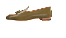 Load image into Gallery viewer, Frantz Calf Olive Belgian Slippers
