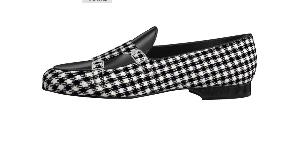 Black Houndstooth Double Monk Slippers