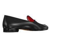 Load image into Gallery viewer, All Black Painted Calf Belgian Slippers
