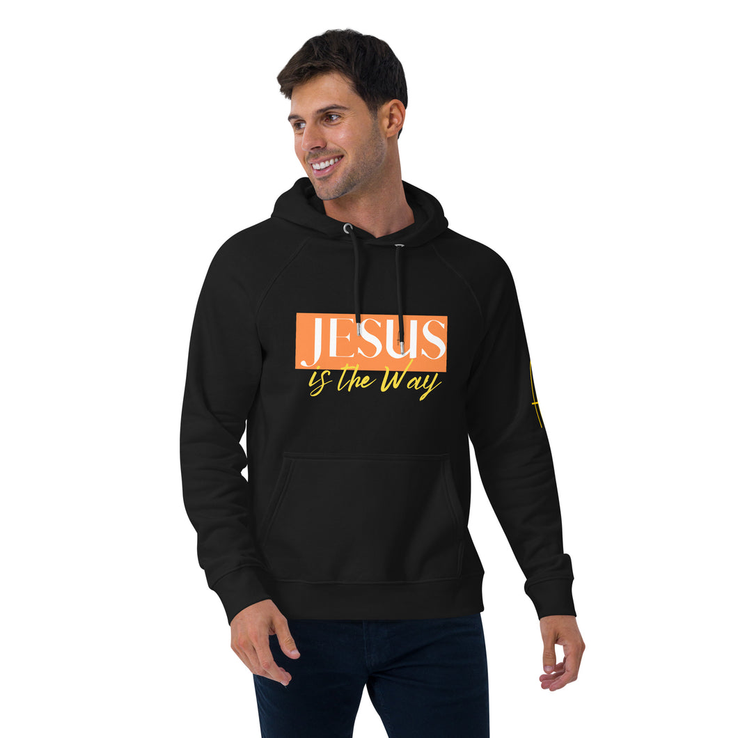 Jesus Saves Unisex eco raglan hoodie