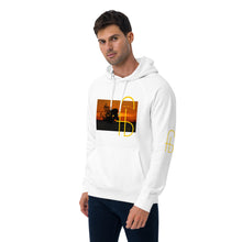 Load image into Gallery viewer, Sunset Print Canvas Unisex eco raglan hoodie
